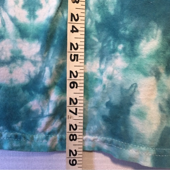 Flirtitude Active dyed long sleeve tee evil eye Sz Lg. Blue-green teal white EUC - Picture 9 of 9